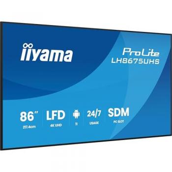 Pantalla de señalización digital iiyama ProLite LH8675UHS-B2AG 86 4K UHD LCD, Wi-Fi, 500 cd/m², Android 11, funcionamiento 24/7