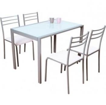 Conjunto de mesa y 4 sillas alfa  en color blanco