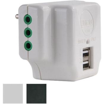 Adaptador Triple 10A + 2 USB Blanco 87800 FME