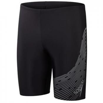 Bañador de natación Speedo Medley Logo Jammer para hombre, color negro y gris oscuro, talla 32