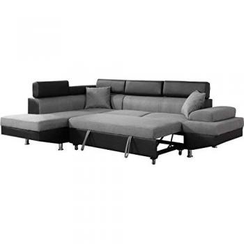 Sofá esquinero Sophia luxe - Negro/Gris - Esquina izquierda