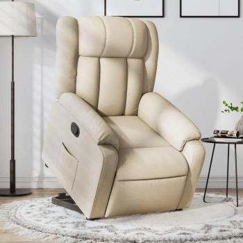 Sillón reclinable elevable de tela color crema Día y Noche - Vidaxl