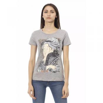 Trussardi Action Chic Gray Short Sleeve Tee with Front Print - S