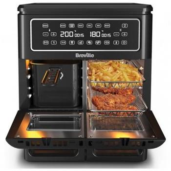 Freidora de aire digital Breville Halo Flexi VDF130X | 11 L, 2400 W, doble función: fríe, hornea, asa y calienta