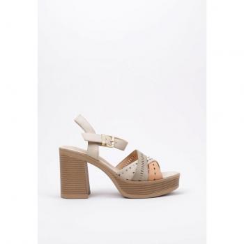Sandalia de Plataforma MTNG 53387 para mujer en color Beige, talla 39