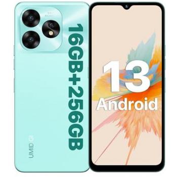 UMIDIGI A15 smartphone, 16(8+8)GB RAM, 256 GB ROM, versión global, Android 13, NFC, procesador octa-core, pantalla HD+ de 6.7, batería de