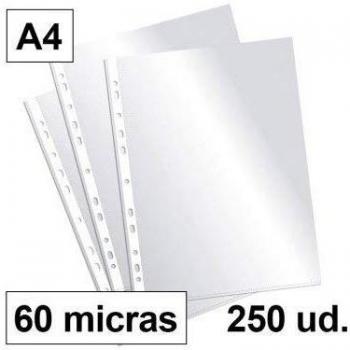 Fundas Multitaladro Supercristal Polipropileno A4 60 Micras 250 Fundas