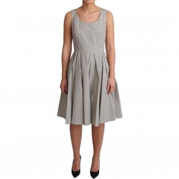 Dolce & Gabbana Beige Polka Dotted Cotton A-Line Dress - IT42|M, Midi Dresses, female, Multicolor, Size: S Polka-Dotted Beige Sleeveless A-line Dress