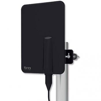 TM Electron TMANT015 Antena para Televisor de Interior o Exterior, con Amplificador Incorporado 40 dB, Ultra Compacta, Orientación 360º, Montaje en Pared o Mástil y Resistente a la Intemperie, Negro