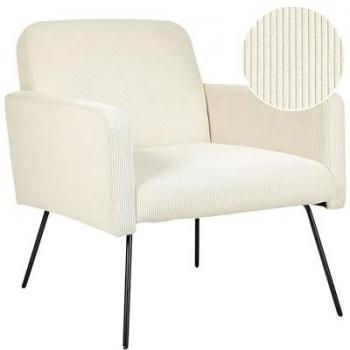 Sillón de Pana Beige con Patas de Metal Negro Estilo Retro Narken