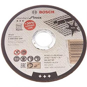 Bosch 2608603254 - Set de 10 Discos de Corte Inox, 115x1 mm para Amoladora y Metales Inoxidables