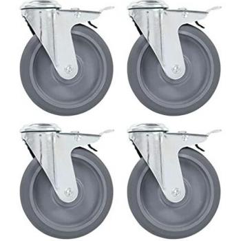 vidaXL Ruedas giratorias agujero pasador y frenos dobles 4 uds 125 mm