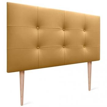 Cabecero Acolchado Capitone de Polipiel Dorado 110x115cm con 8cm de Grosor para Camas Individuales y Matrimonio