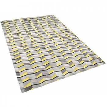 Alfombra de Piel de Vaca Gris/Amarillo 160 x 230 cm Beloren