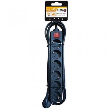 Garza Power - Base múltiple Basic de 6 tomas Schuko, cable 3 metros, color Negro