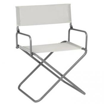 Silla de director Lafuma Mobilier FGX XL Batyline Iso beige blanco con reposabrazos, talla única, modelo LFM1346 Seigle II