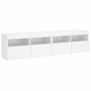 Muebles de TV de Pared Multimedia con Luces LED, Estantería y Aparador, 2 Piezas, 80 x 30 x 40 cm, Blanco