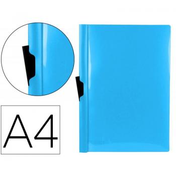 Carpeta Liderpapel Dossier con Pinza Lateral Polipropileno Din A4 Celeste Opaco 30 Hojas Pinza Deslizante DP24