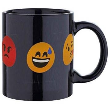 Emoticonworld Q2161 Mug, Porcelana, Caras-Negro, 12 x 12 x 10 cm