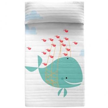 Colcha Happy Friday Ballena Multicolor 100% Algodón 180x260 cm (Cama 80/90/105) Calidad 150 TC
