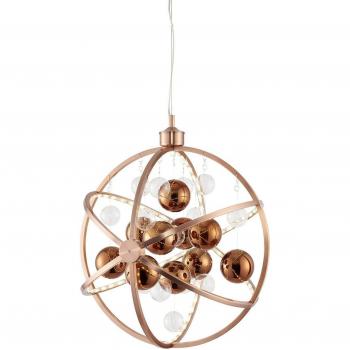 Lámpara colgante Muni, cobre, 10W, esférica con bolas de cobre
