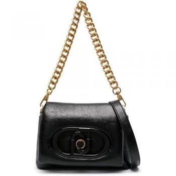 Liu Jo Puffy Black Crossbody Shoulder Bag with Maxi Logo