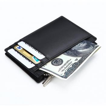 Expresstech @ Cremallera Tarjetero Billetera Cartera Anti-robo Cartera de cuero de la PU Tarjeta de Crédito Slim Bloqueo RFID Protección para Tarjeta Para Tarjeta de Crédito, Dinero , Carnet ID, etc. -Negro