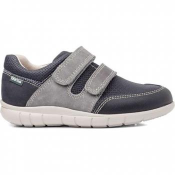 Zapatillas de piel de niño Gorila 31700 en color azul marino con doble cierre adherente