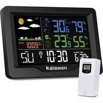 Kalawen Estaciones meteorológicas para casa con Sensor Exterior Interior barómetro estación meteorológica Temperatura Humedad Monitor pronóstico del Tiempo para el hogar el jardín la Oficina