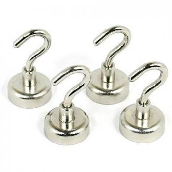 iroundy Pack de 4 Mini multi-functions fuerte magnético ganchos para toallas de gamuza de bolsa Key Holder, 25 mm-holds hasta 22 kg potente imán de neodimio para pantalla plana, con gancho para cocina baño dormitorio