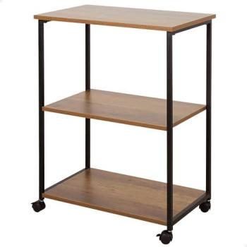 Estantería con Ruedas AKTIVE, 3 Estantes, 48x30x62 cm, Metal y Madera, Montaje Sin Herramientas, Resistente y Duradera