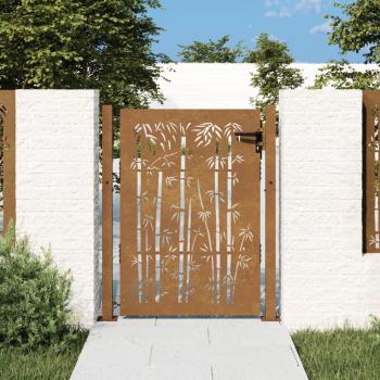 vidaXL Garden Gate 105x130 cm Corten Steel Bamboo Design