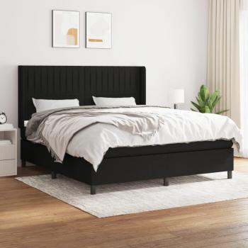 Cama box spring con colchón negro 180x200 cm en tela