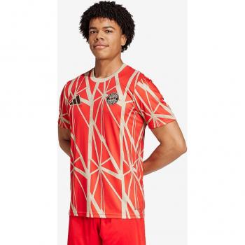FC Bayern adidas Pre Match T Shirt - Red, Type: Pre-Match Shirt, Characteristics: 2024-2025 season, Team: Bayern Munich, Color: Red, Gender: Male, Size: XXL (46-48 Chest)