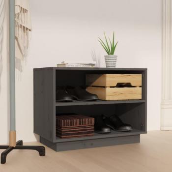 Zapatero gris de madera maciza de pino 60x34x45 cm