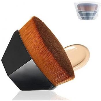 Brocha para Base de Maquillaje, cepillo para cosméticos de alta densidad sin rastro en forma de pétalo, para mezclar cosméticos,líquido o polvos, seco y húmedo con estuche de almacenamiento