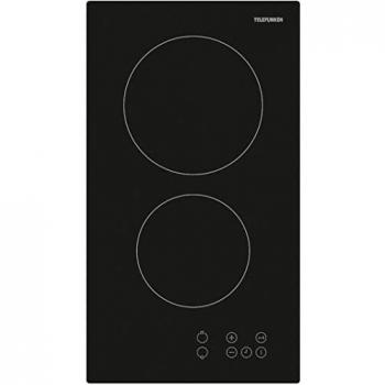 Placa Vitrocerámica Telefunken TKDV2T de 30 cm con 2 Zonas, Controles Táctiles y Temporizador