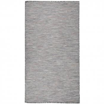 Alfombra tejida plana al aire libre 80x150 cm marrón y azul