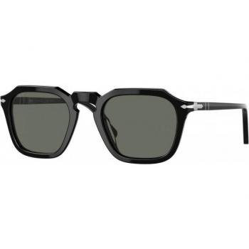 Persol PO3292S Polarized Sunglasses, Color 95/58, Unisex, Square Frame, Black, Size 50