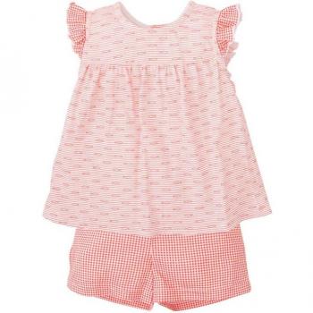 Pijama de niña corto con estampado de pececitos en color rojo