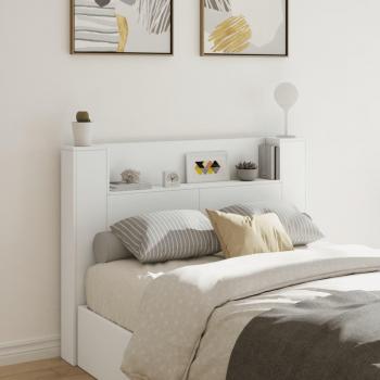Cabecero de cama con contenedor y luz LED blanco 140x16,5x103,5 cm