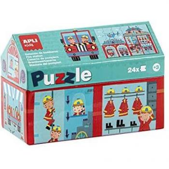 APLI Kids - Bomberos Puzle Casita, 24 Piezas, Multicolor, 17353