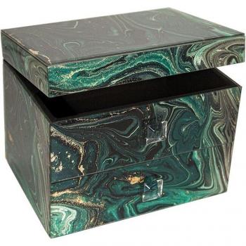 Caja Joyero Romimex Verde con Cajones de Vidrio 20 x 14 x 12 cm