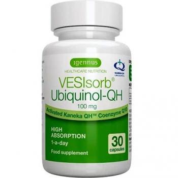 VESIsorb Ubiquinol-QH Advanced Fast-Acting Coenzyme Q10-100 mg Water-Soluble Kaneka QH Ubiquinol CoQ10 Supplement Ideal for Heart Health, Restoring Energy & Active Lifestyles, 1 Month Supply