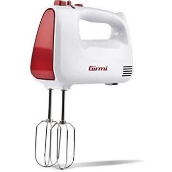 Batidora de Mano Girmi SB41, 400W, 5 Velocidades + Turbo, Accesorios de Acero Inoxidable, Color Blanco/Rojo