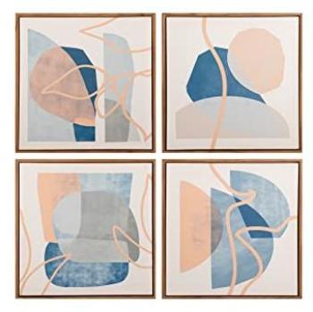 Set de 4 Cuadros Abstractos con Marco - Impresión 40x3x40 cm - Decoración de Pared