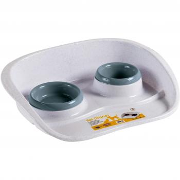 Comedero doble de plástico para perros y gatos con capacidades de 300 ml y 250 ml
