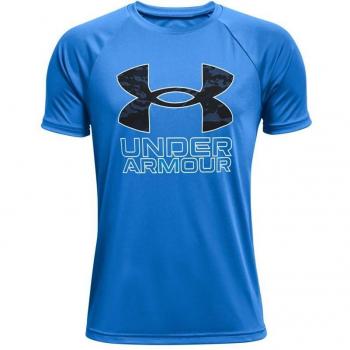 Under Armour Camiseta de Manga Corta Niño Tech Hybrid Azul