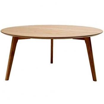 Mesa de Centro Redonda Escandinava de Madera Clara de Roble D90 cm Diseño ORKAD