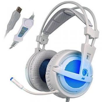 Sades A6 7.1 Surround Sonido Estéreo Pro PC Gaming Headset Auriculares con banda de alta sensibilidad con micrófono Conector USB Over The de Ear Breat de conmutación Volume Control LED de Leuchten
